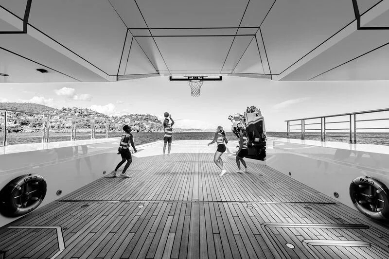 people walking on a boardwalk aboard WANDERLUST Yacht for Charter
