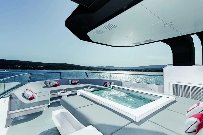 a rooftop with a pool and a pool aboard WANDERLUST Yacht for Charter