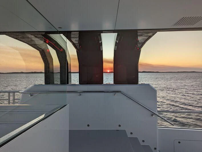 a large bridge over water aboard WANDERLUST Yacht for Charter