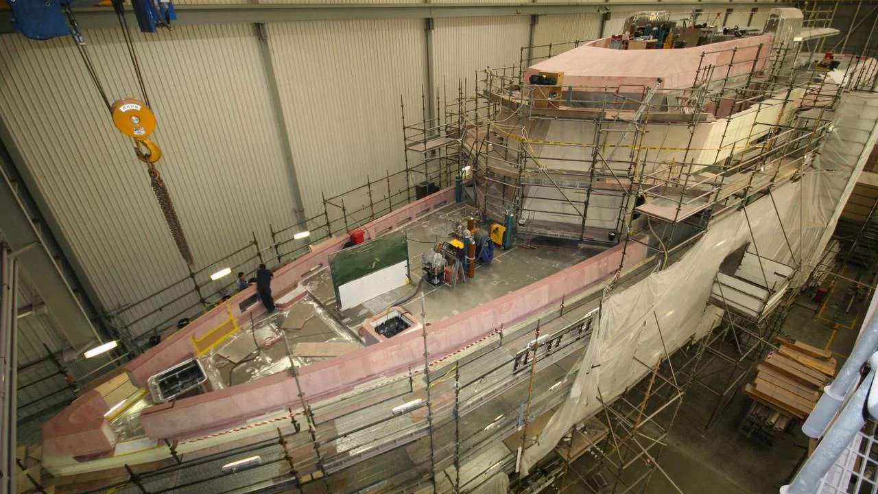 a large model of a ship aboard WANDERLUST Yacht for Charter