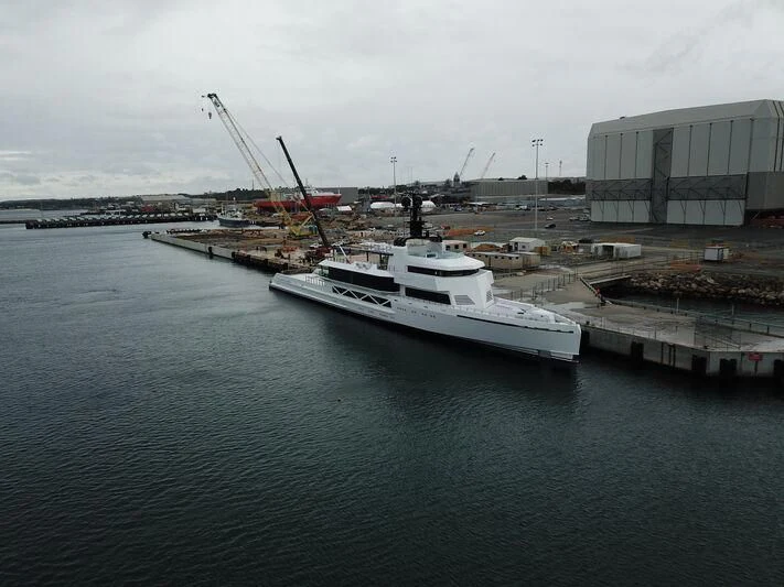 a boat docked at a port aboard WANDERLUST Yacht for Charter