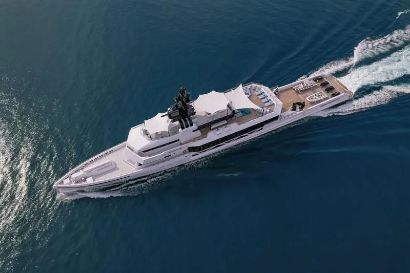 a high angle view of a boat aboard WANDERLUST Yacht for Charter