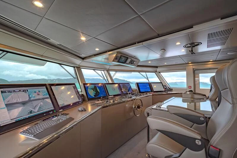 inside of a vehicle with computers aboard WANDERLUST Yacht for Charter