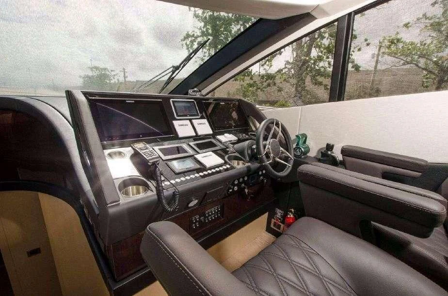 the interior of a car aboard GRAVITAS Yacht for Charter