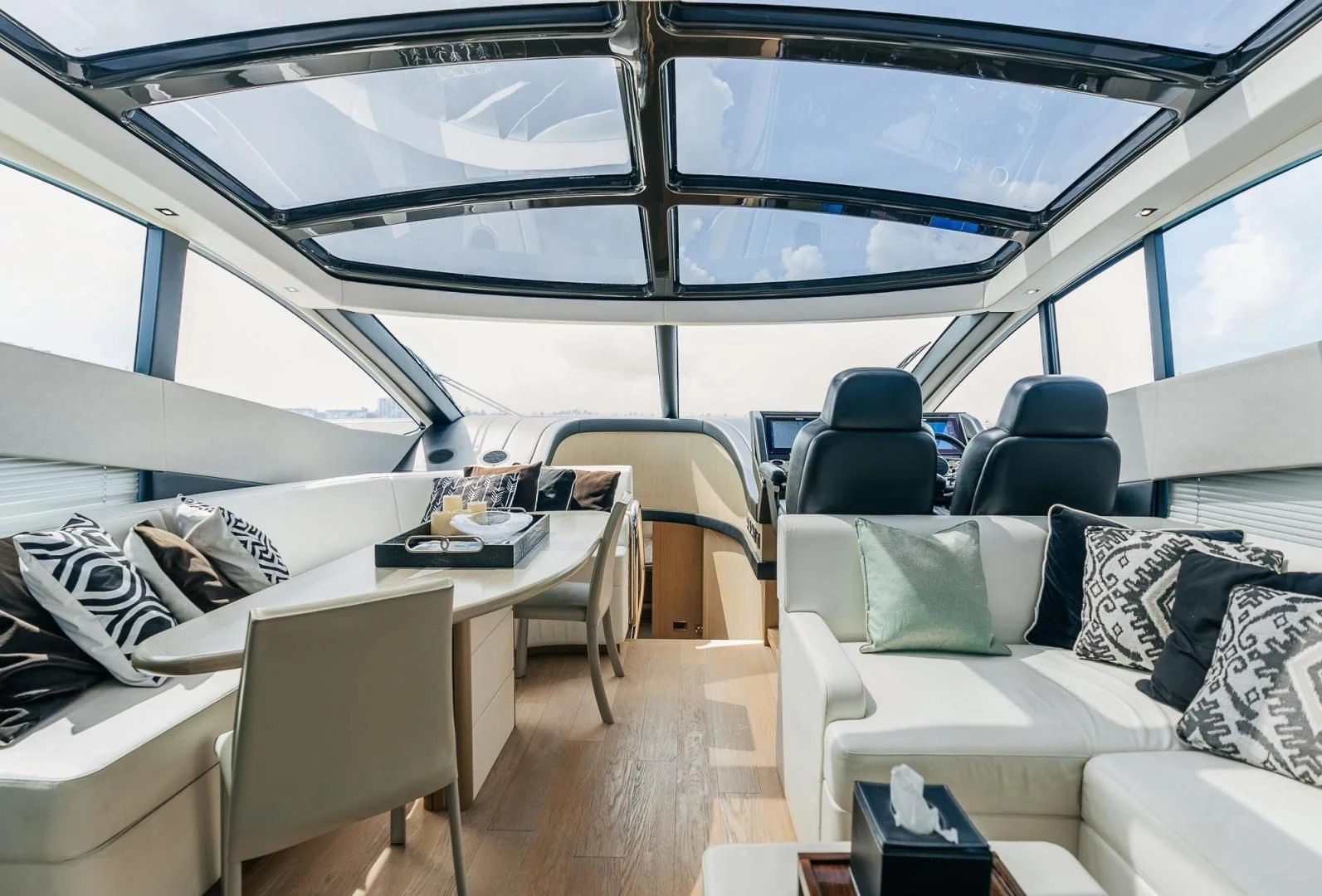 inside of a car aboard GRAVITAS Yacht for Charter