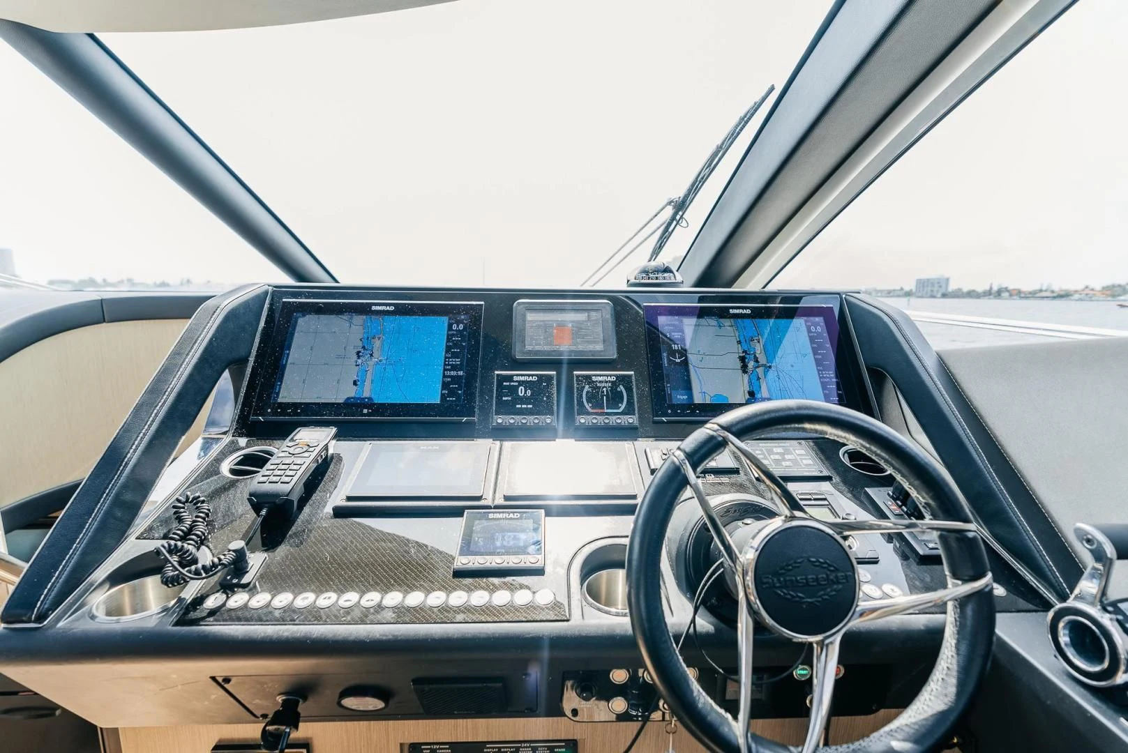 the inside of a car aboard GRAVITAS Yacht for Charter