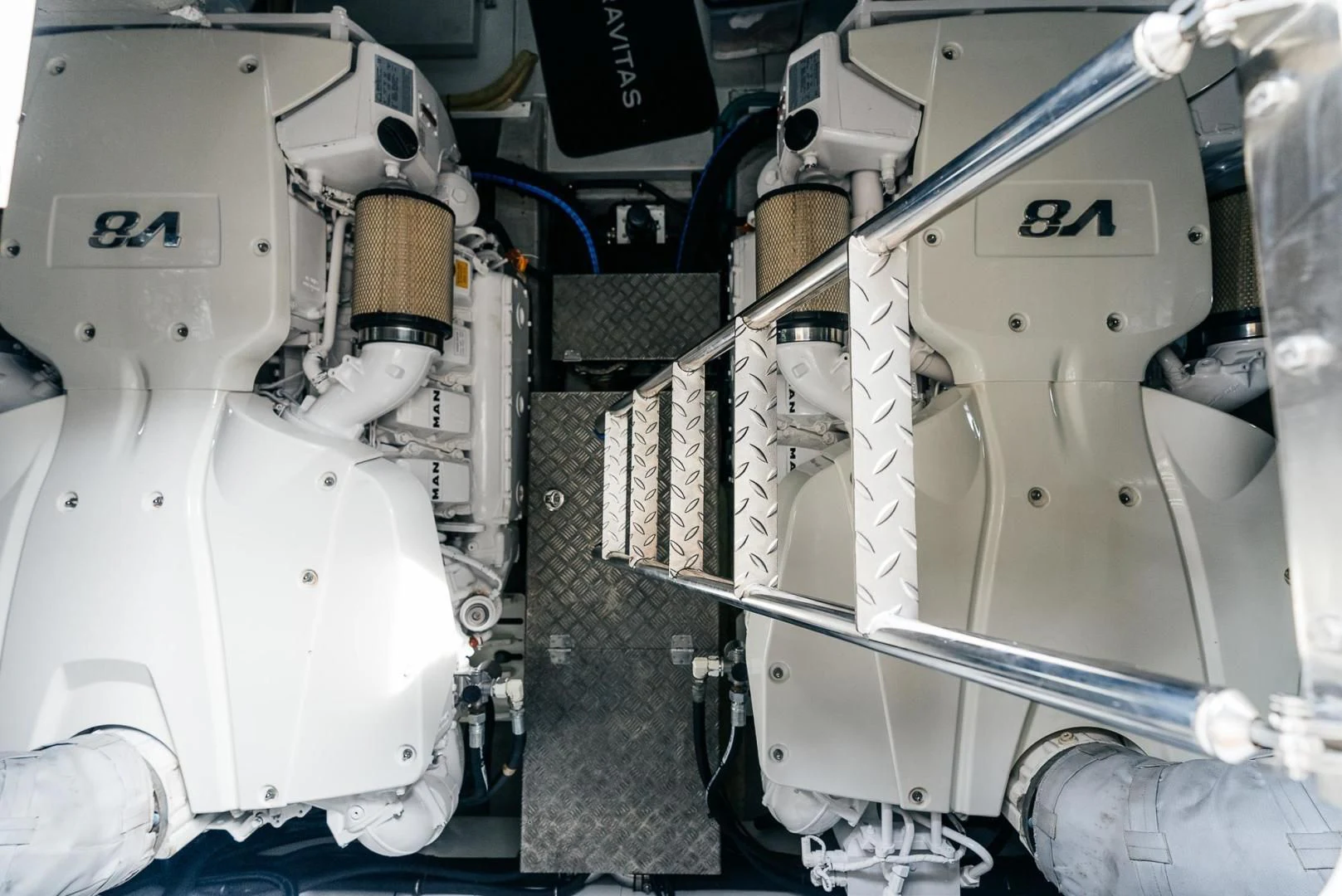 a close-up of a white machine aboard GRAVITAS Yacht for Charter