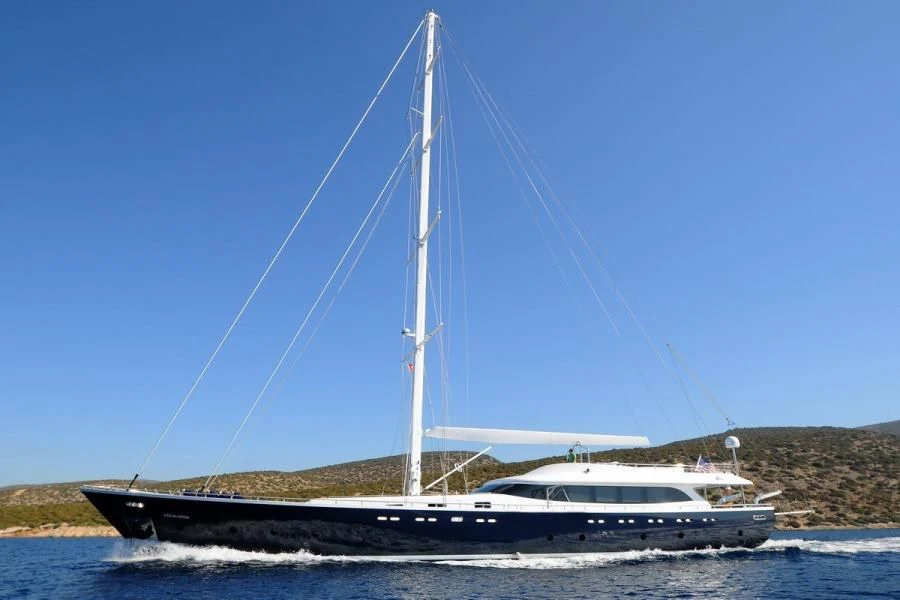 a boat on the water aboard CANARIA Yacht for Sale