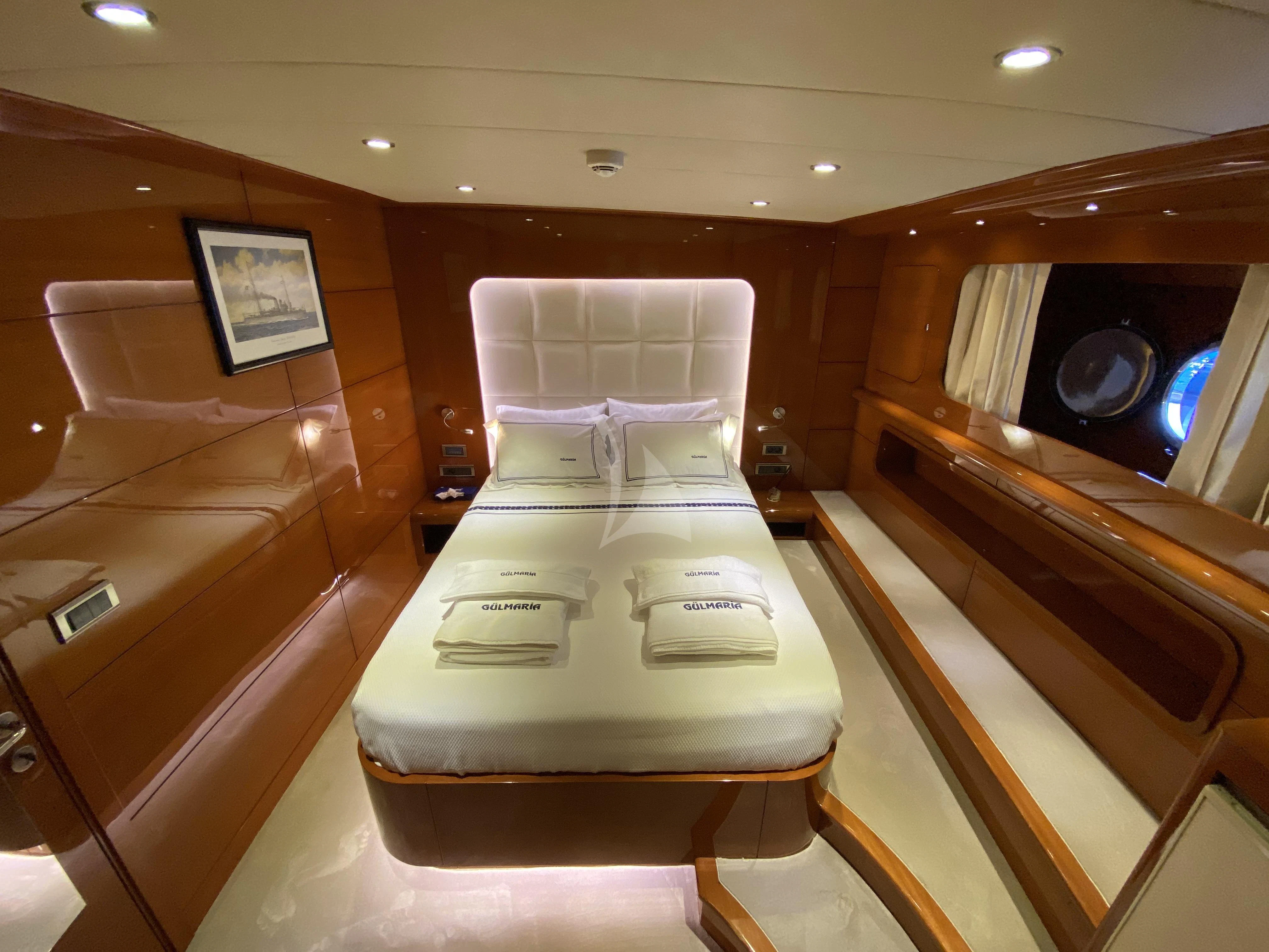 a bathroom with a large bathtub aboard CANARIA Yacht for Sale