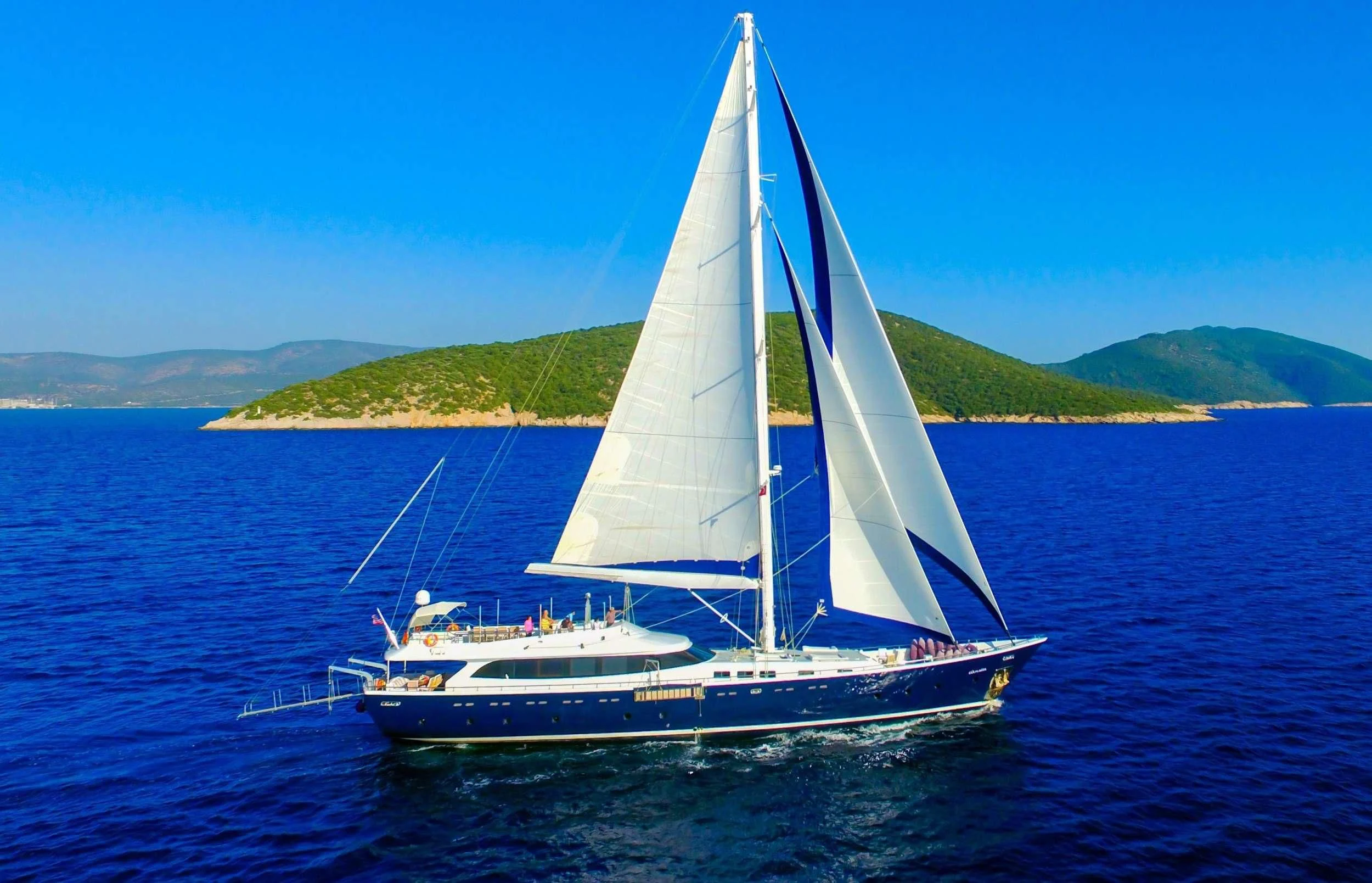 a sailboat on the water aboard CANARIA Yacht for Sale