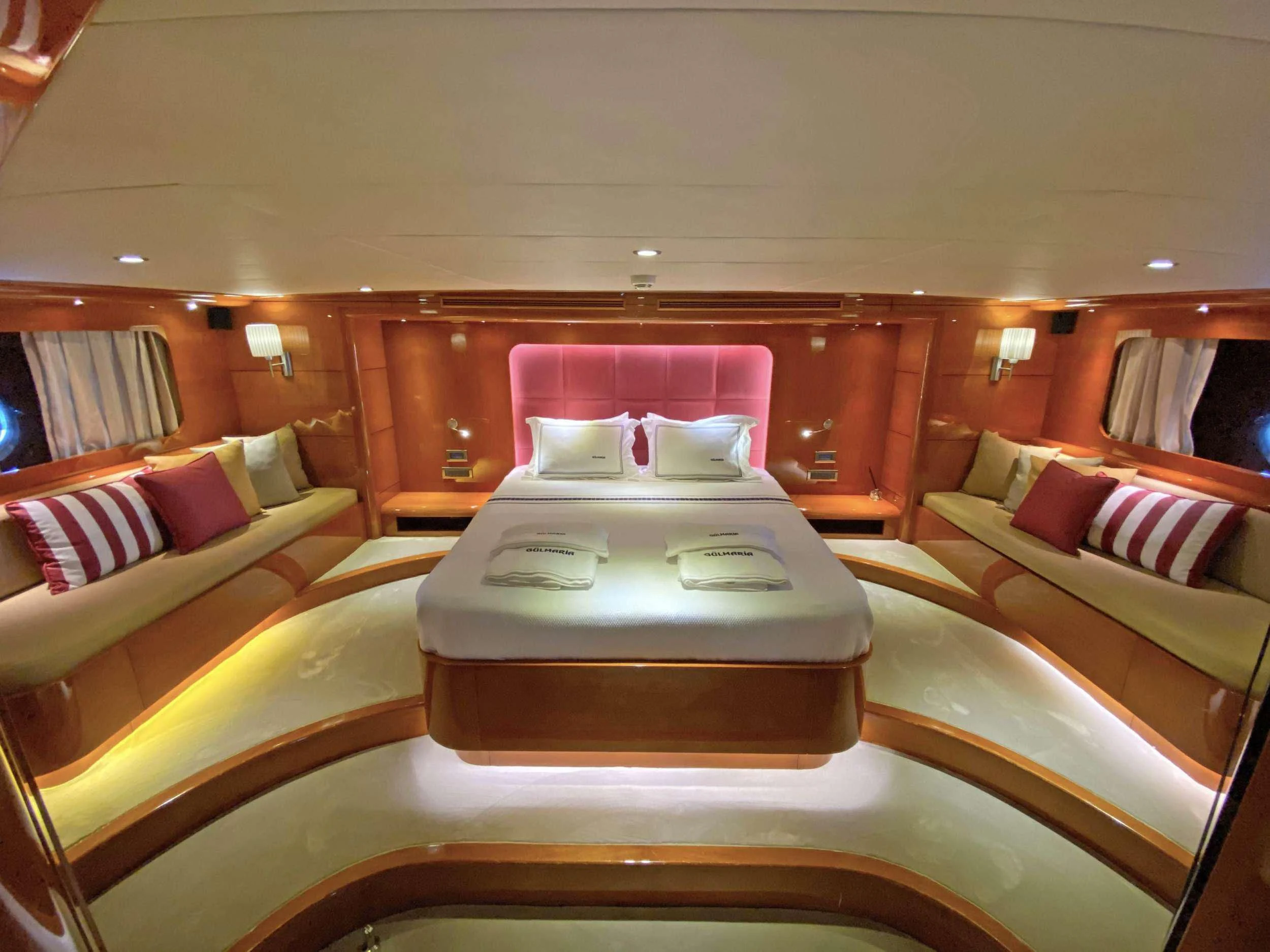 a room with a couch and a table aboard CANARIA Yacht for Sale