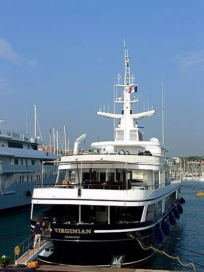 a boat docked at a pier aboard VIRGINIAN Yacht for Sale