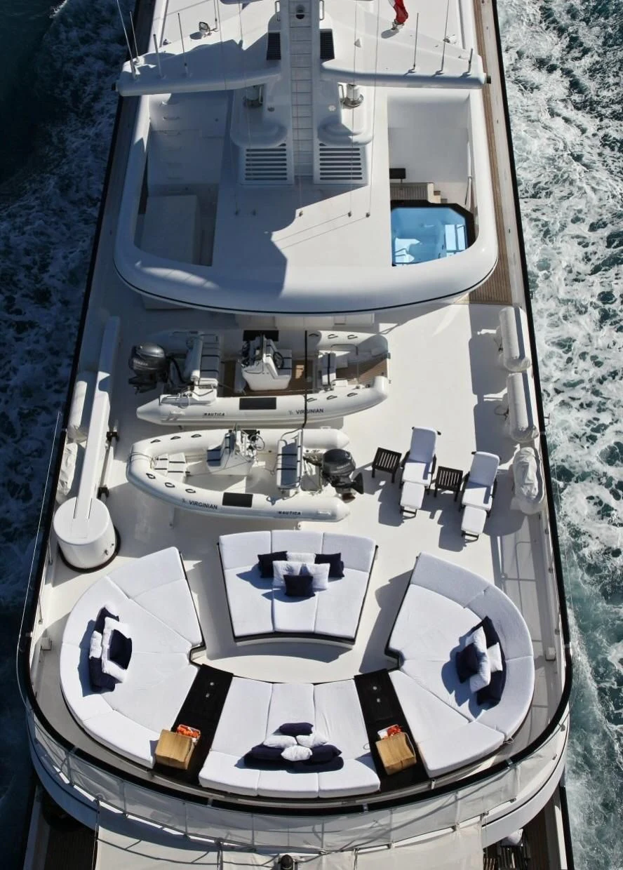 a space ship with a satellite in the background aboard VIRGINIAN Yacht for Sale