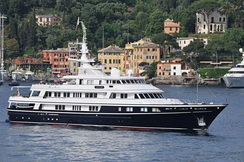 a large boat in the water aboard VIRGINIAN Yacht for Sale
