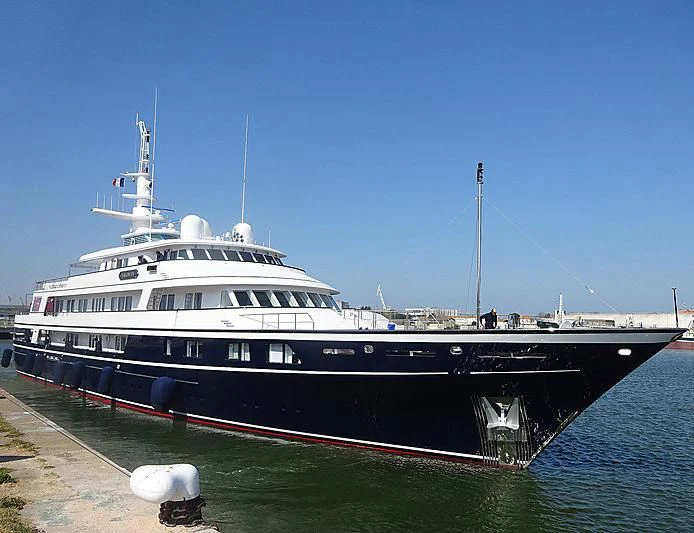 a large boat docked aboard VIRGINIAN Yacht for Sale