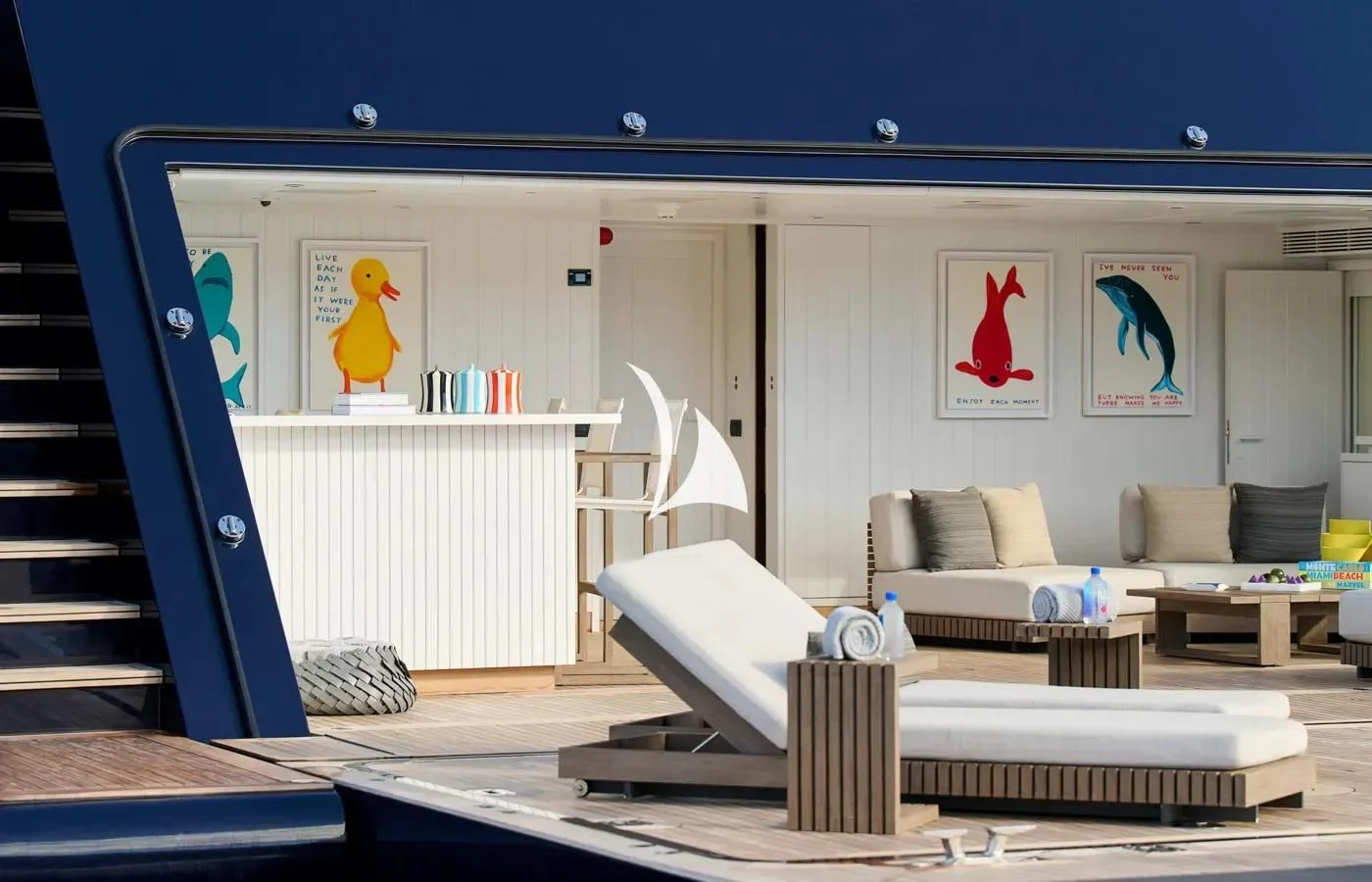 a room with a couch and a table aboard ARBEMA Yacht for Sale