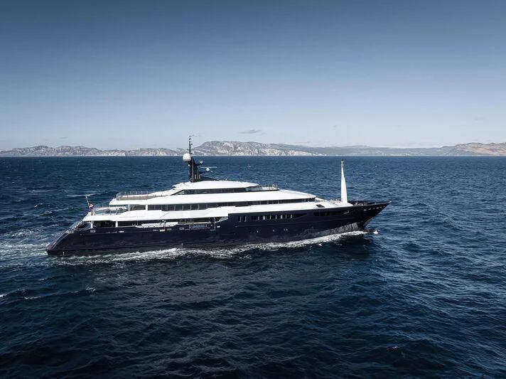 a large white boat in the water aboard ARBEMA Yacht for Sale