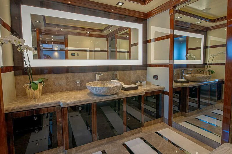 a kitchen with a large counter aboard ARBEMA Yacht for Sale