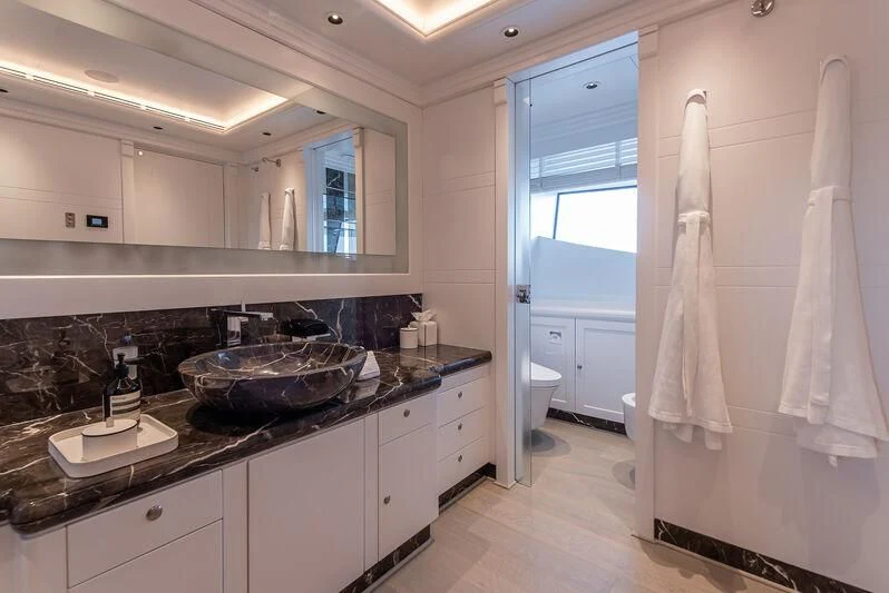 a bathroom with a sink and a countertop aboard ARBEMA Yacht for Sale