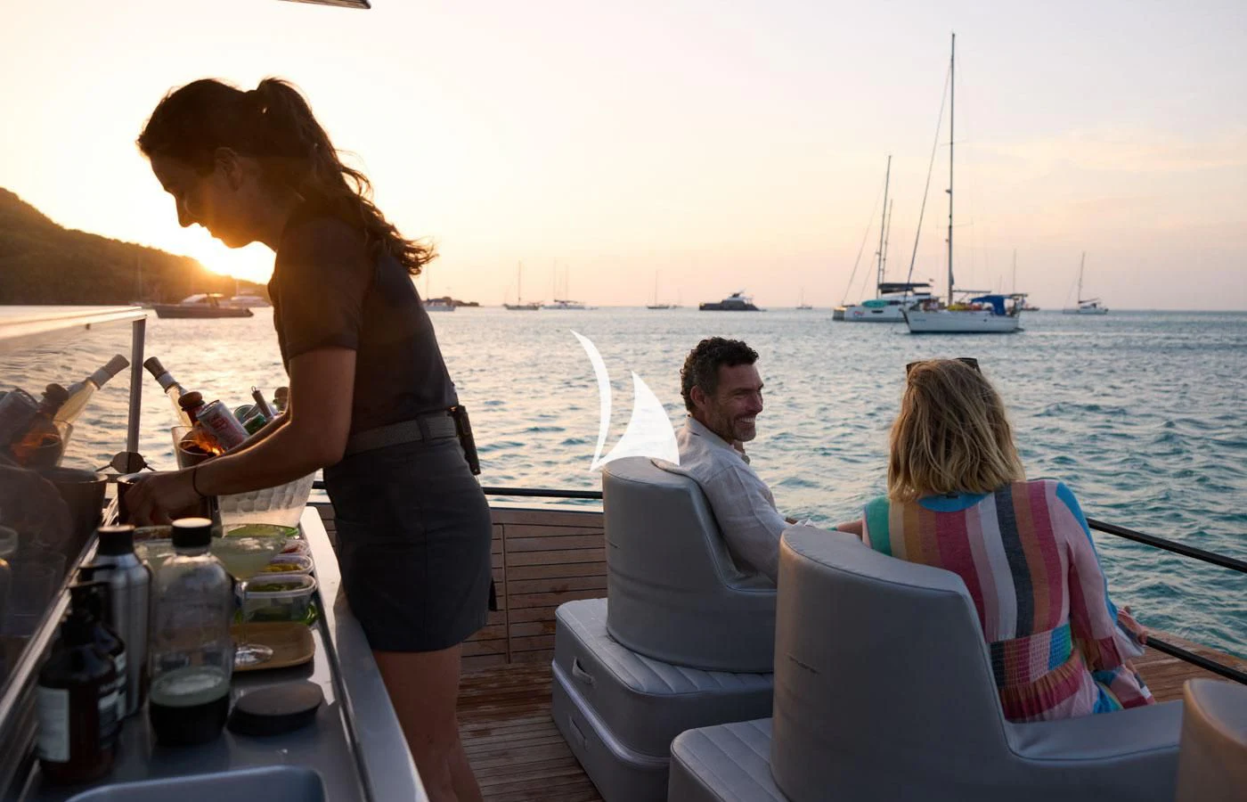a group of people on a boat aboard ARBEMA Yacht for Sale