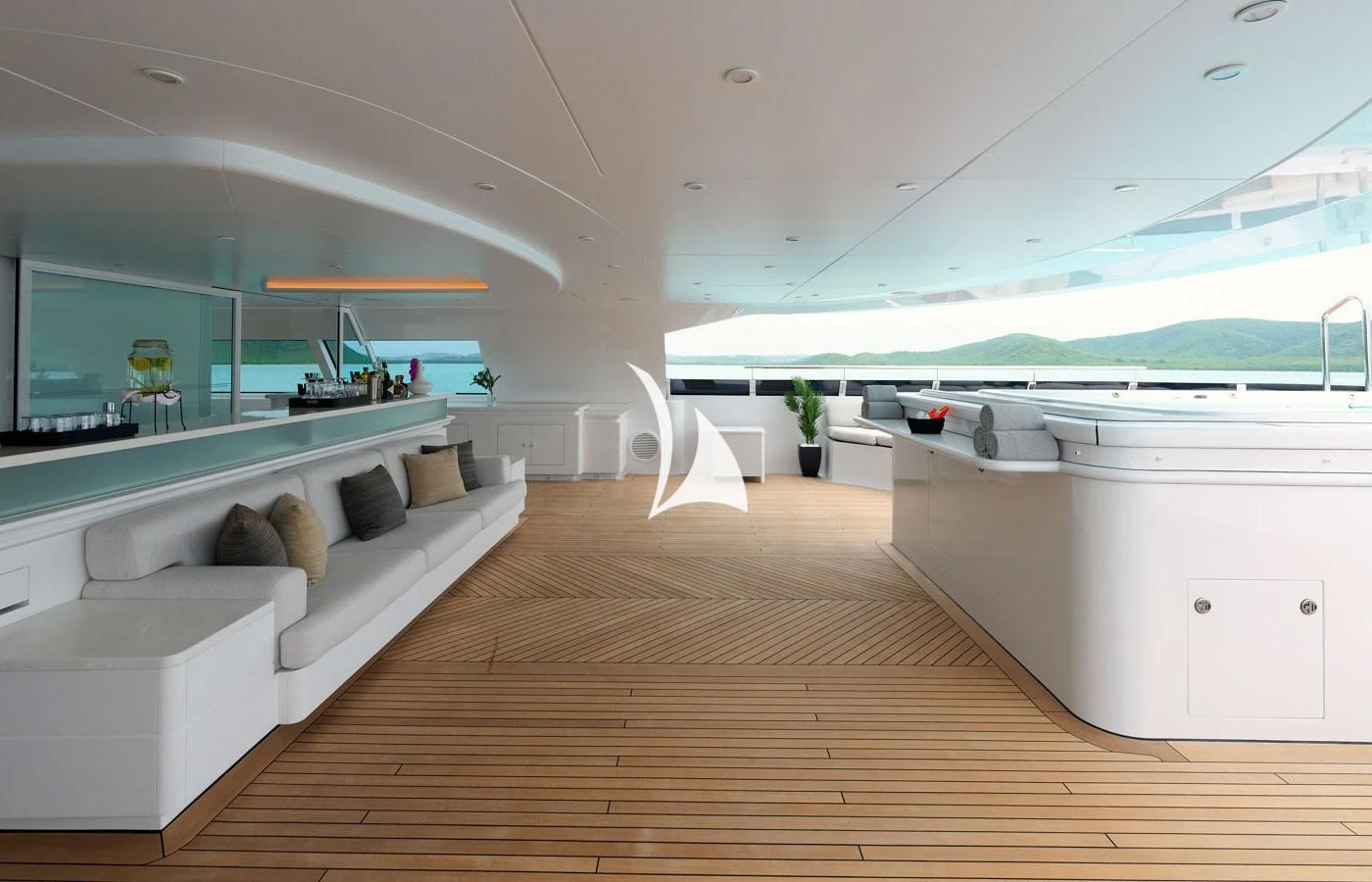 a room with a couch and a table aboard ARBEMA Yacht for Sale