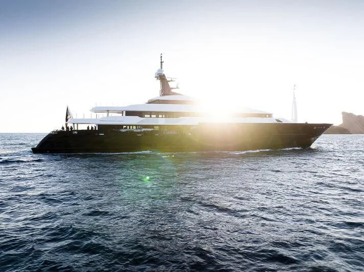 a large ship in the water aboard ARBEMA Yacht for Sale