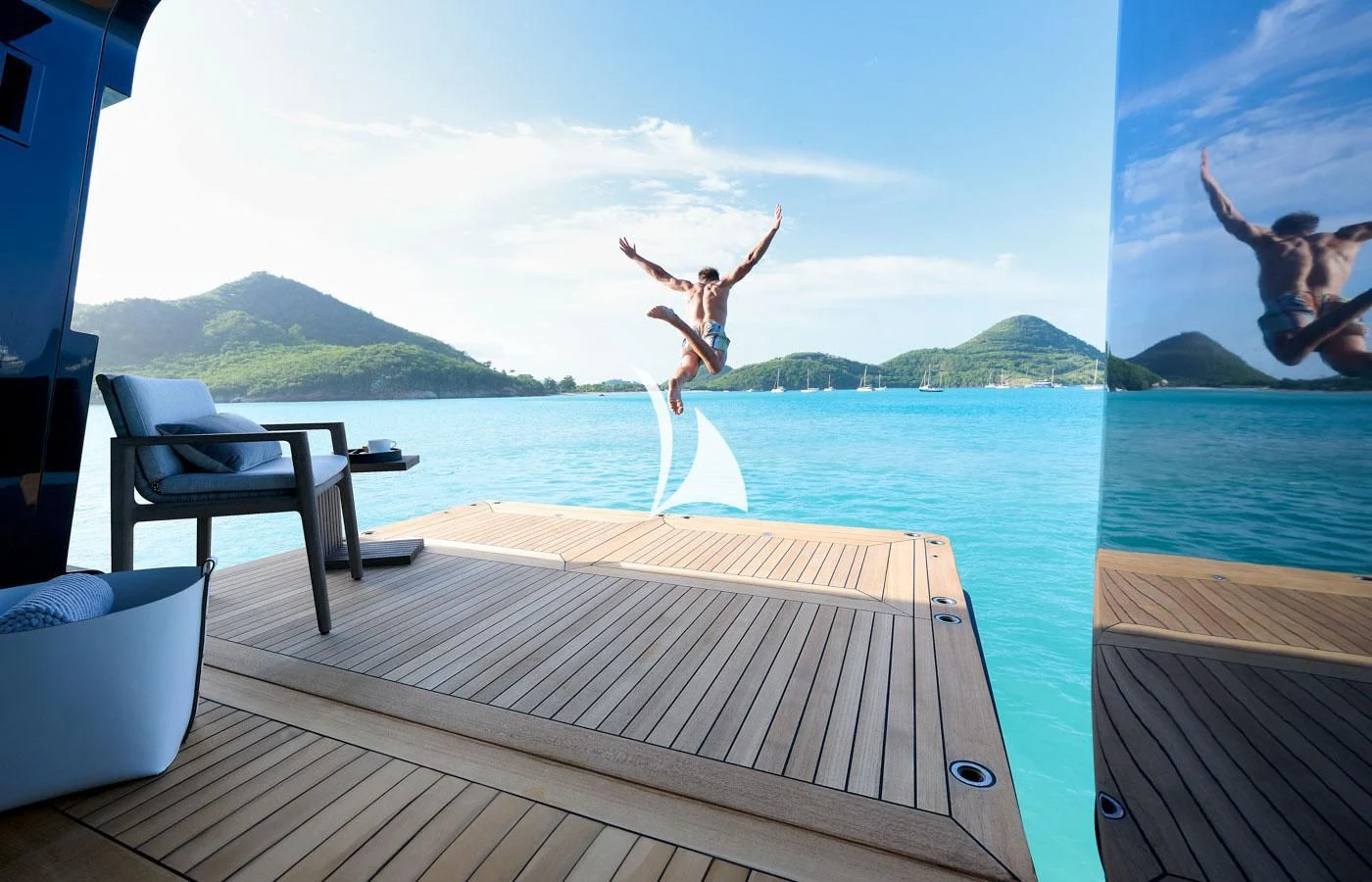 a couple of water fountains aboard ARBEMA Yacht for Sale