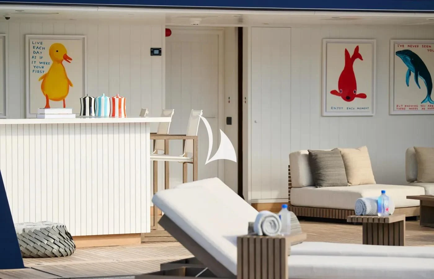 a room with a couch and a table aboard ARBEMA Yacht for Sale