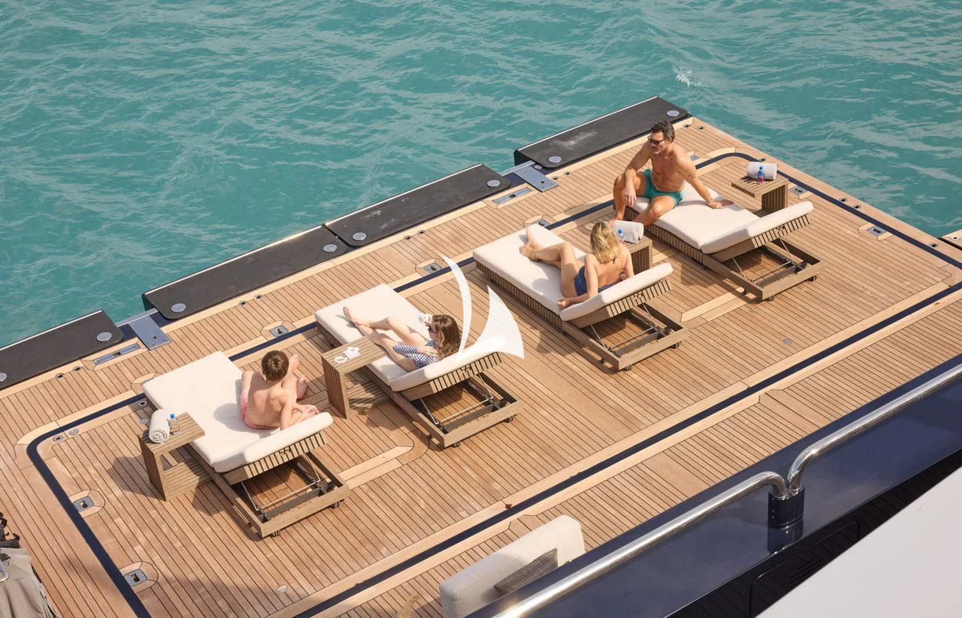 a group of people on a boat aboard ARBEMA Yacht for Sale
