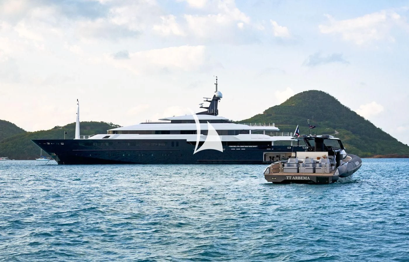 a boat and a boat in the water aboard ARBEMA Yacht for Sale