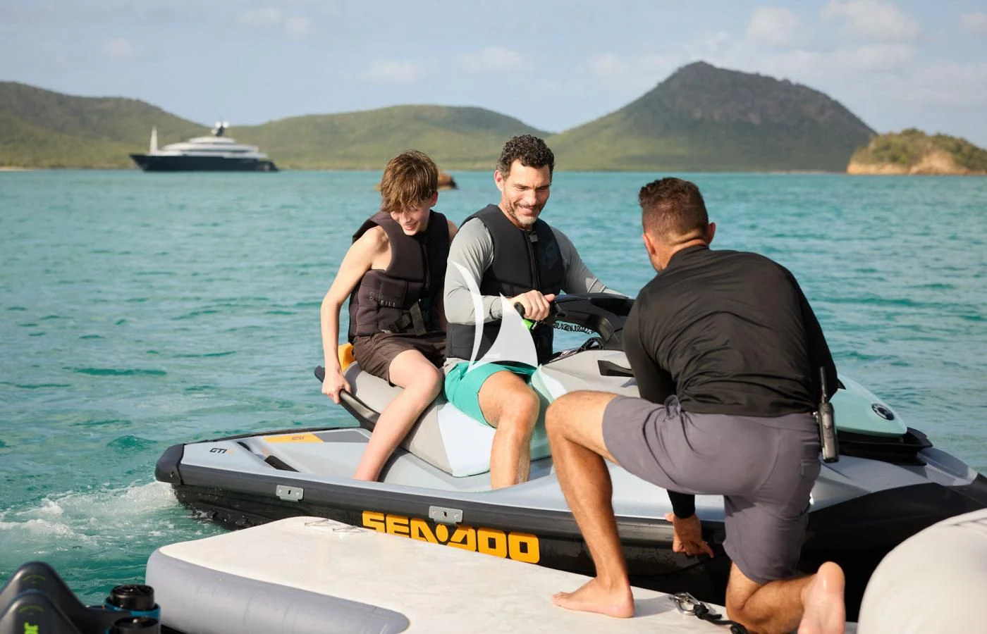 a group of people in a boat aboard ARBEMA Yacht for Sale
