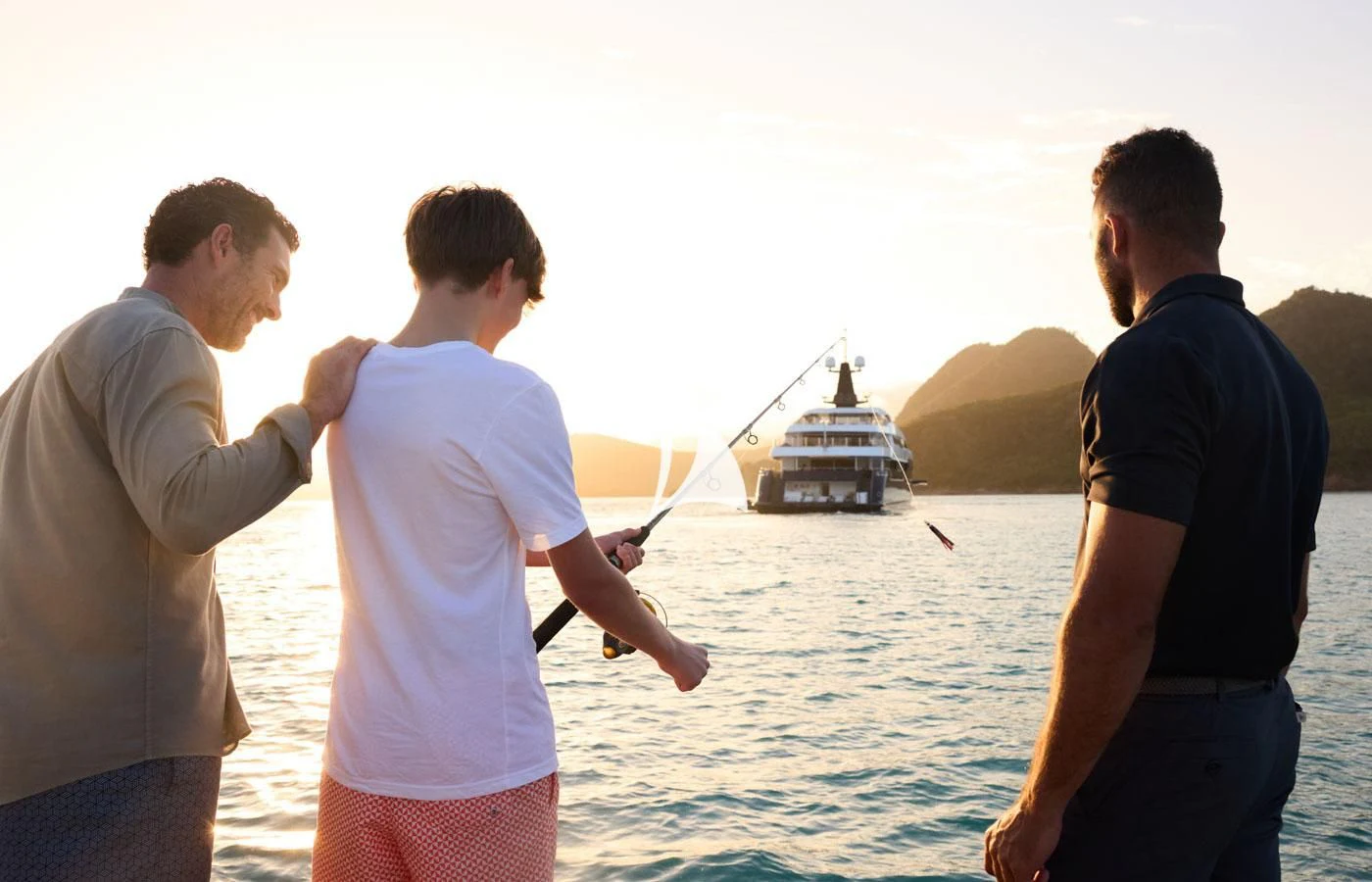 a group of people fishing aboard ARBEMA Yacht for Sale