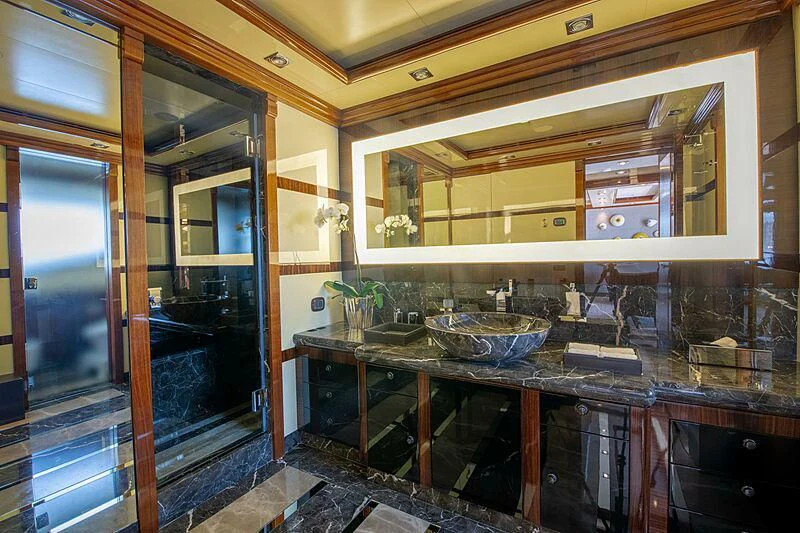 a kitchen with a large countertop aboard ARBEMA Yacht for Sale