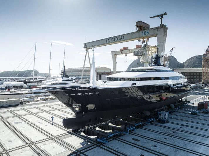 a large white ship aboard ARBEMA Yacht for Sale