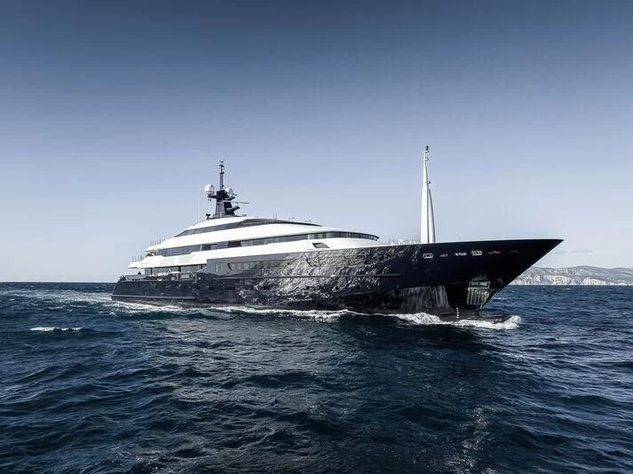 a large ship in the water aboard ARBEMA Yacht for Sale