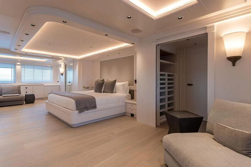 a large living room with a large window aboard ARBEMA Yacht for Sale