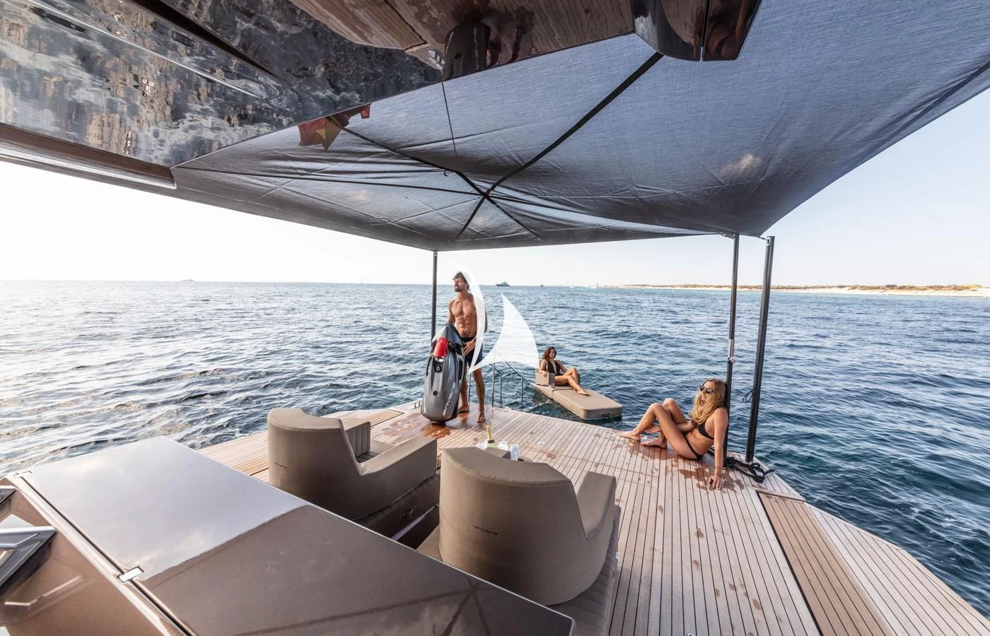 people sitting on a boat aboard ARBEMA Yacht for Sale