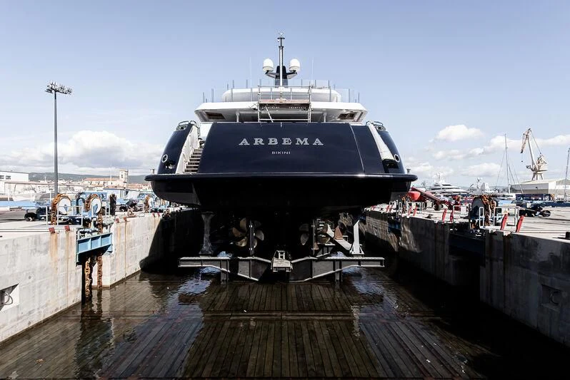 a boat on a dock aboard ARBEMA Yacht for Sale