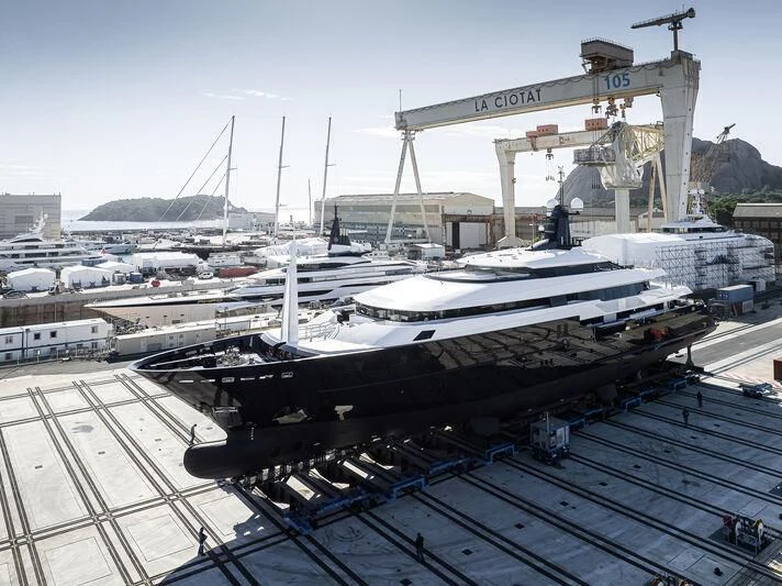 a train station with trains aboard ARBEMA Yacht for Sale