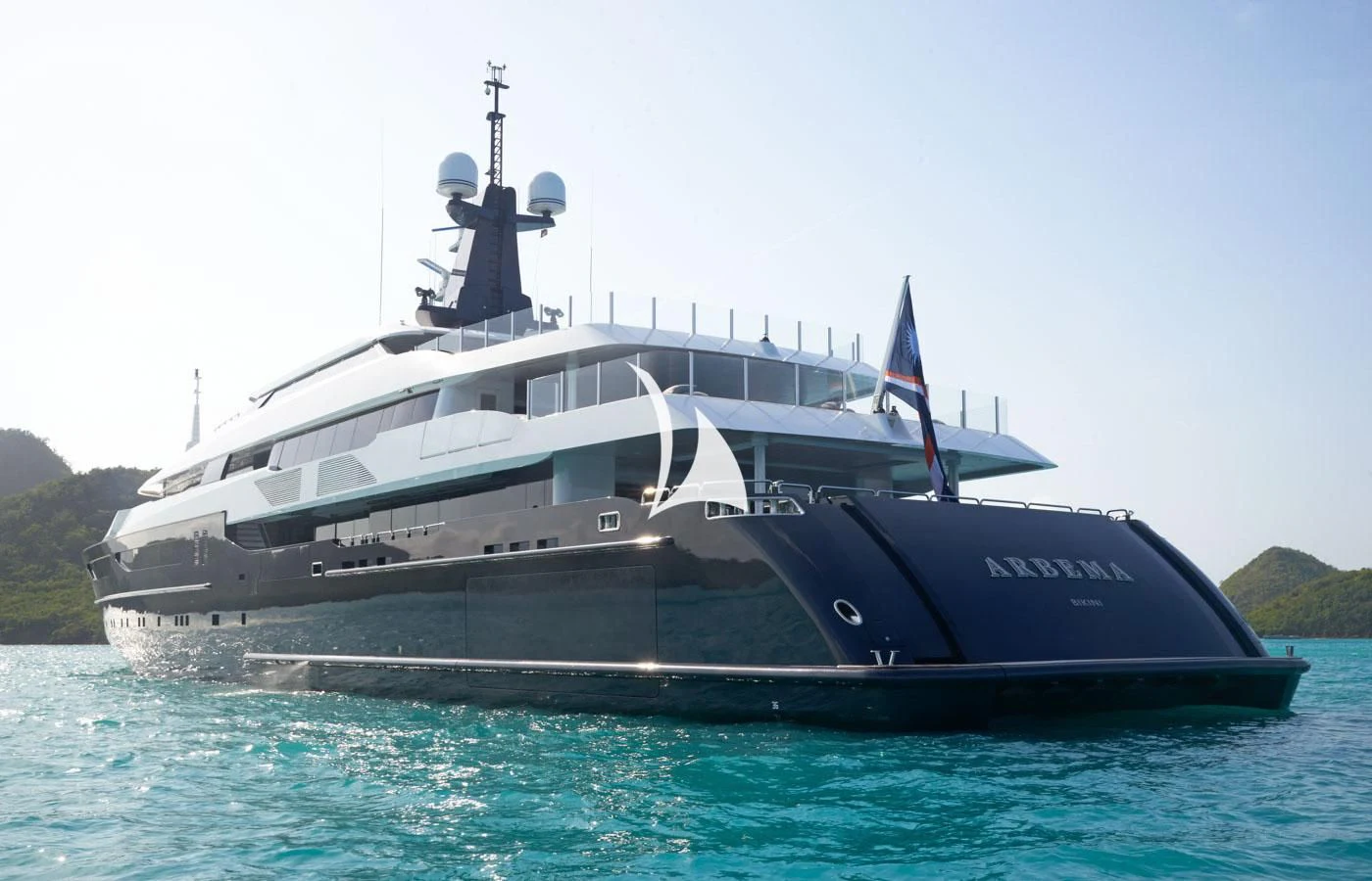 a large boat in the water aboard ARBEMA Yacht for Sale
