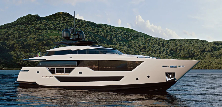 a white yacht on the water aboard AMORES Yacht for Sale