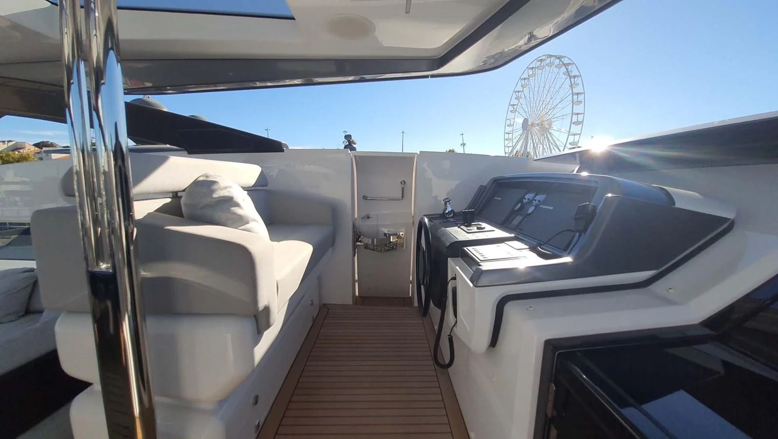 inside of a car aboard AMORES Yacht for Sale