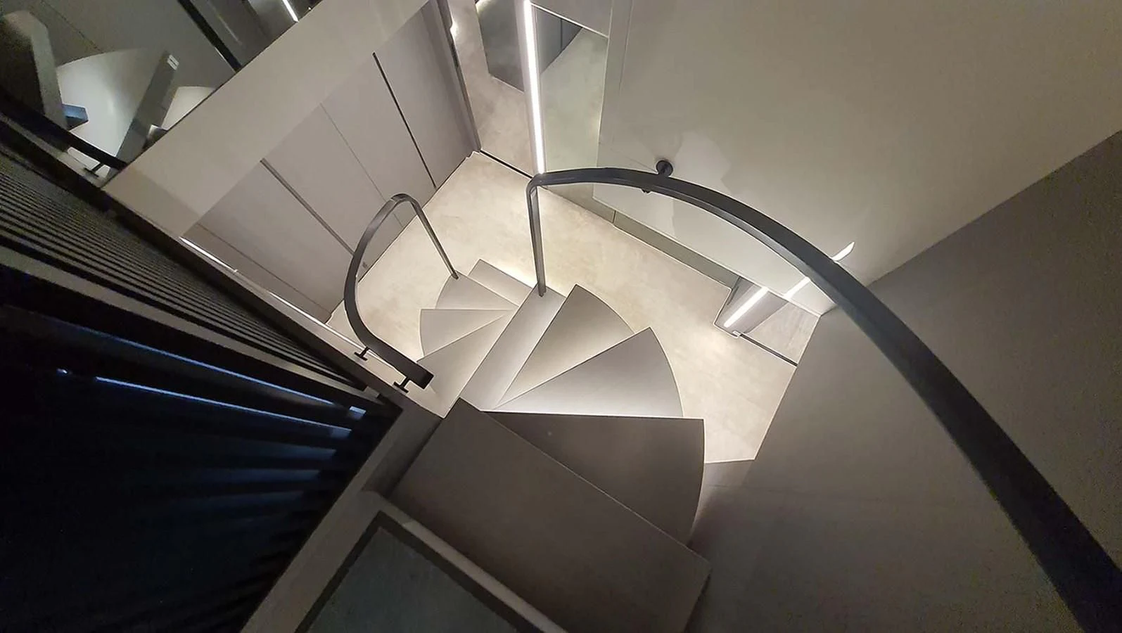 a metal staircase with a metal railing aboard AMORES Yacht for Sale