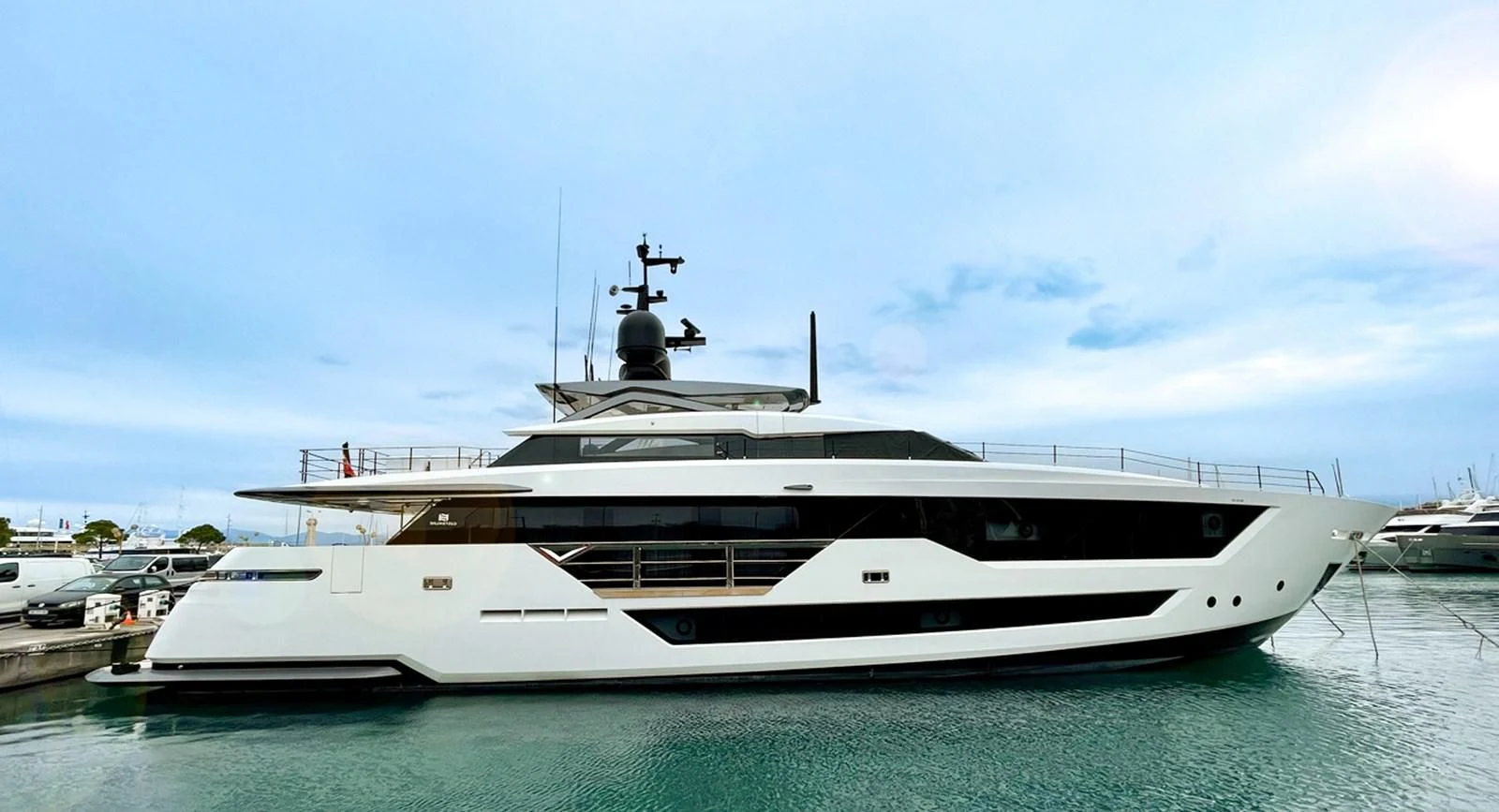 a large white yacht aboard AMORES Yacht for Sale