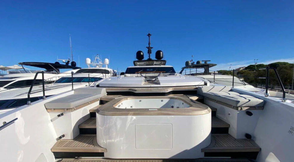 a group of boats on a dock aboard AMORES Yacht for Sale