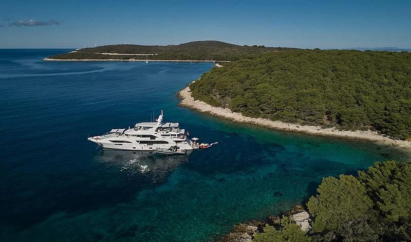 a boat on the water aboard HAPPY ME Yacht for Charter