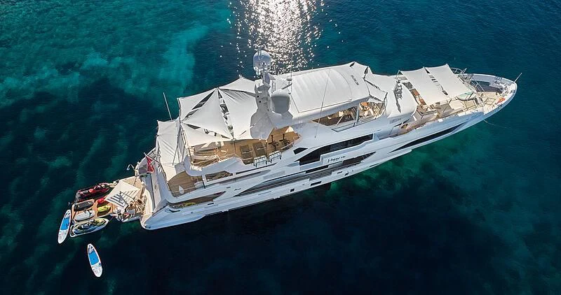 a high angle view of a ship aboard HAPPY ME Yacht for Charter