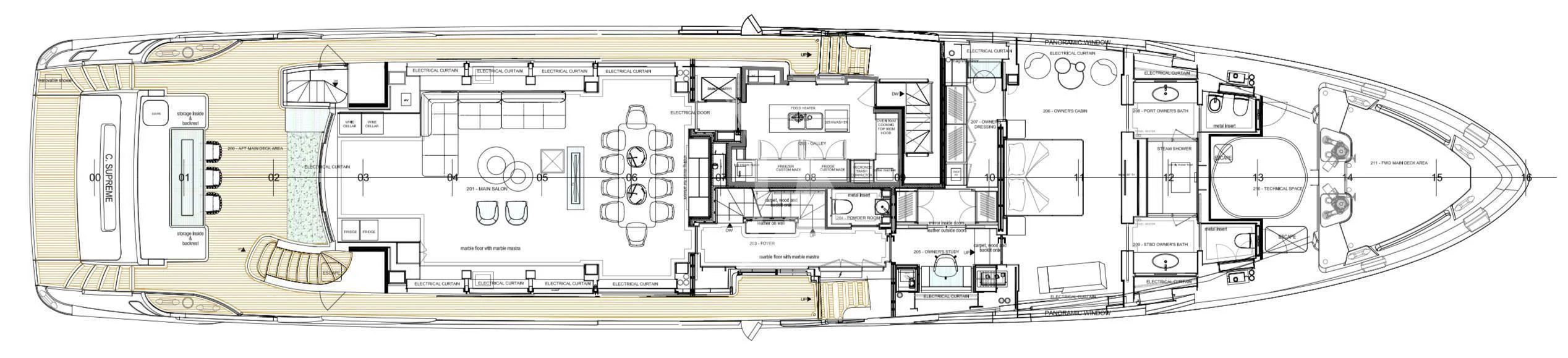 a drawing of a building aboard HAPPY ME Yacht for Charter