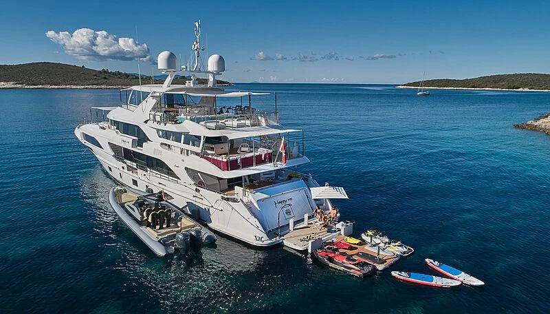 a ship in the water aboard HAPPY ME Yacht for Charter
