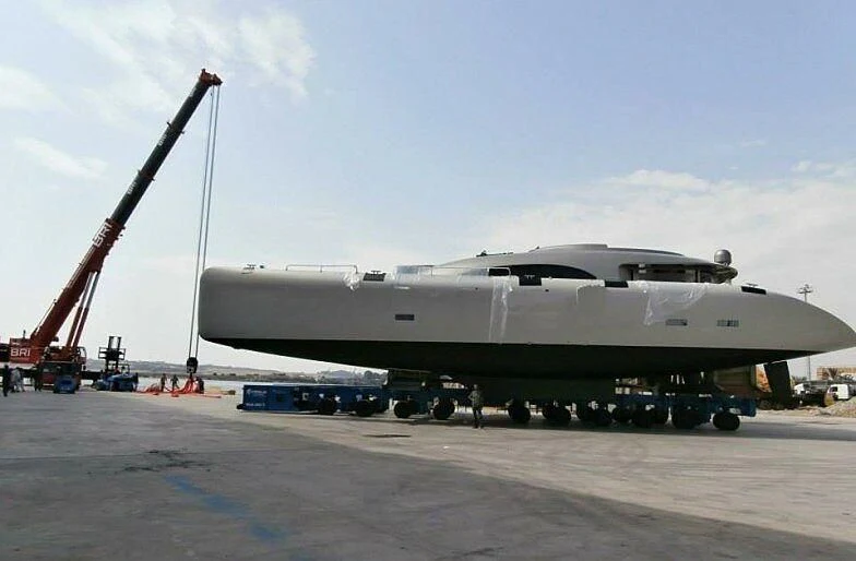 a large military tank on a runway aboard LYFE AT SEA Yacht for Sale